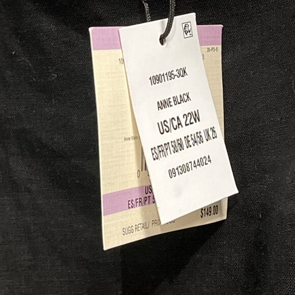 Anne‎ Klein Dress Womens 22W Black Linen Tiered Smocked Midi Boho Hippie Western - Picture 3 of 11